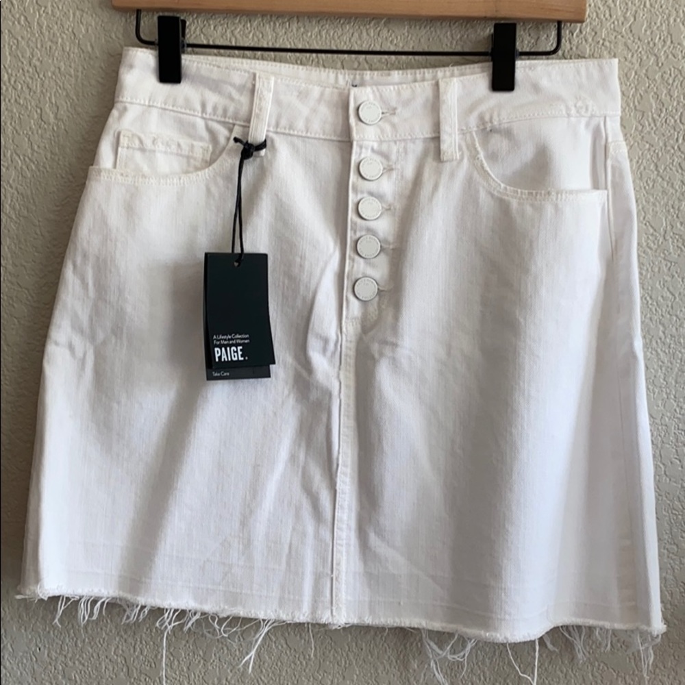 NWT Page White Distressed Denim Skirt